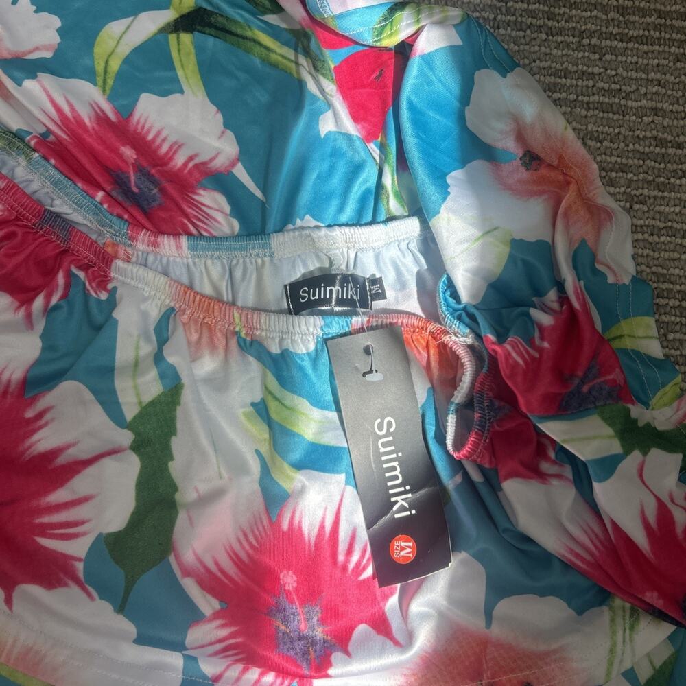 Womens M Off The Shoulder Ruffle Floral Printed Hawaiian Long Maxi Dress NWT - Picture 7 of 9